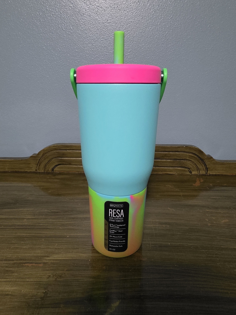 Resa Colorblock Insulated Drink Tumbler with Straw - Aqua & Pink